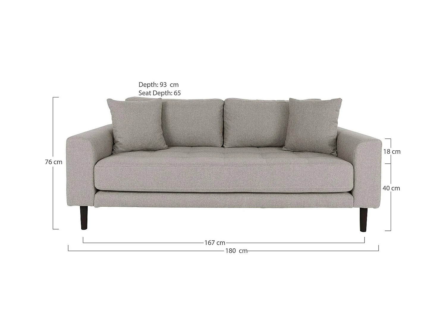 Canapé 2 places 1/2 gris minéral AMSTERDAM