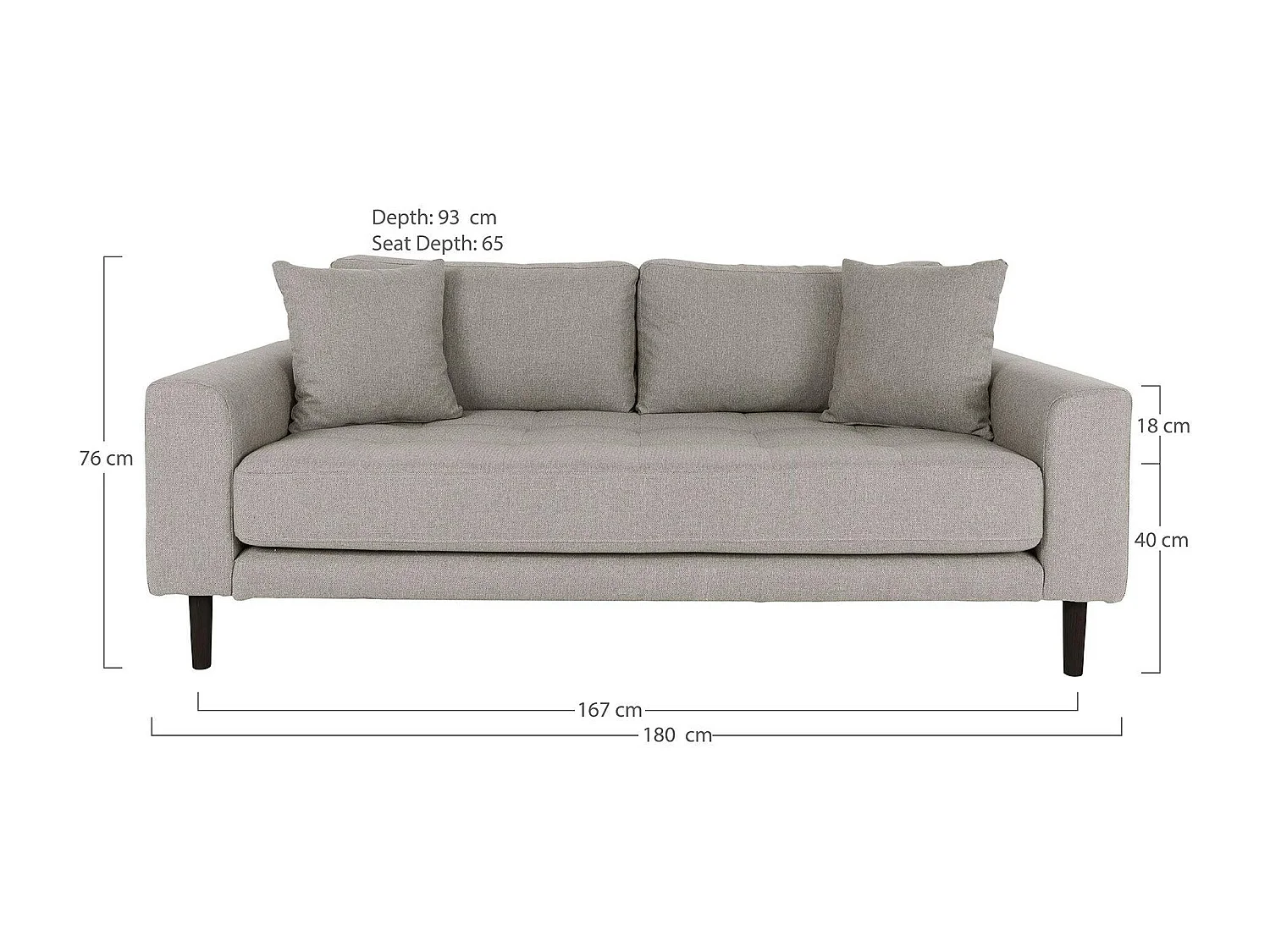 Canapé 2 places 1/2 gris minéral AMSTERDAM