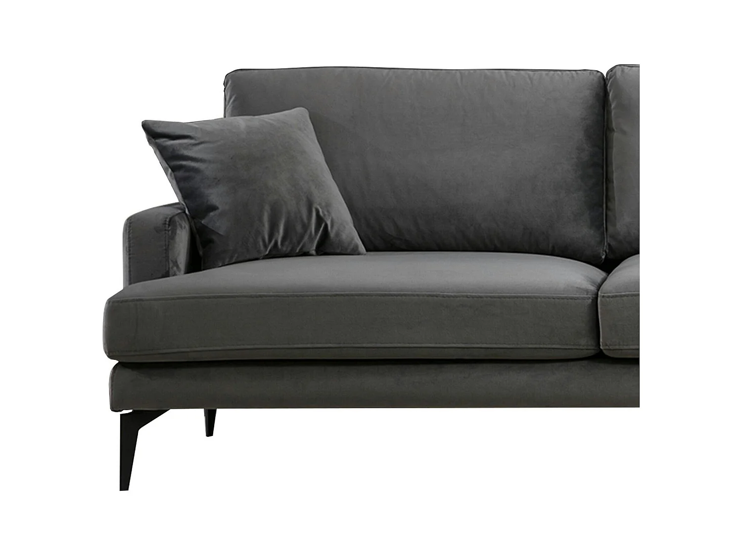 Canapé d'angle gris en velours - côté droit SEATTLE