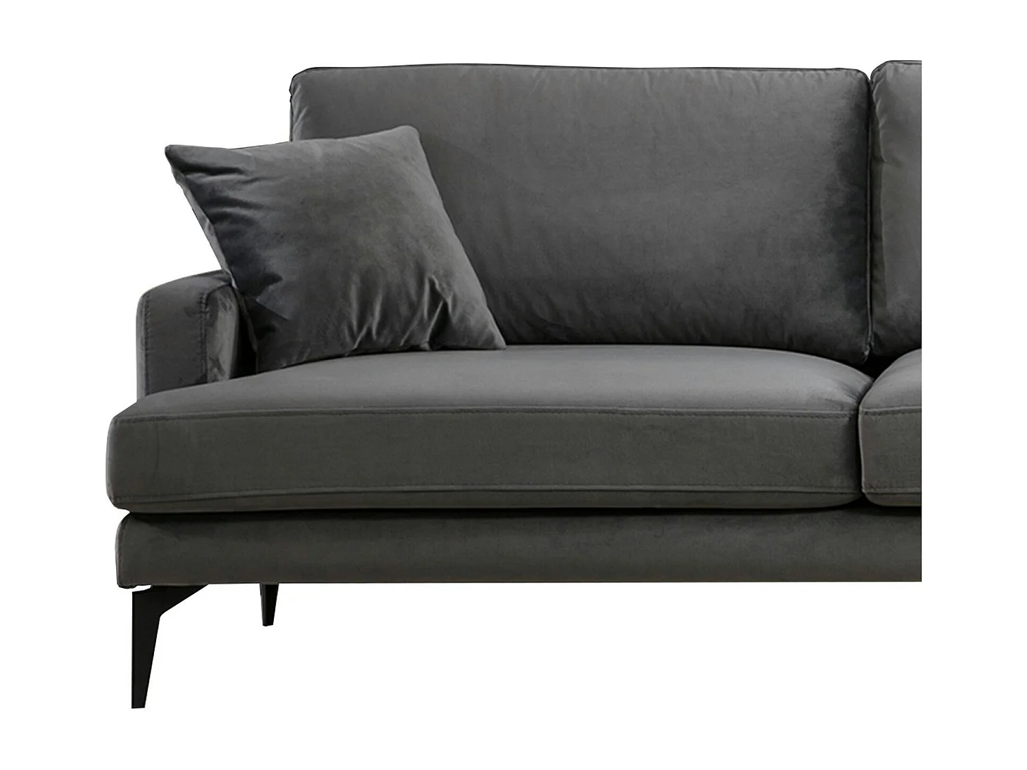 Canapé d'angle gris en velours - côté droit SEATTLE