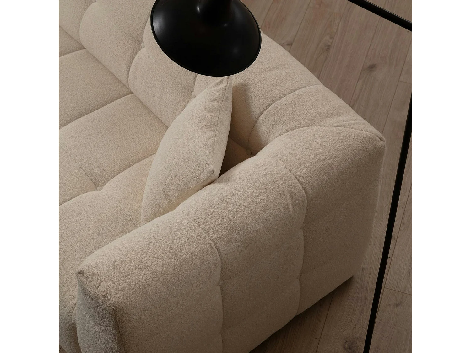 Canapé d'angle beige - capitonné, côté gauche RAVELLO