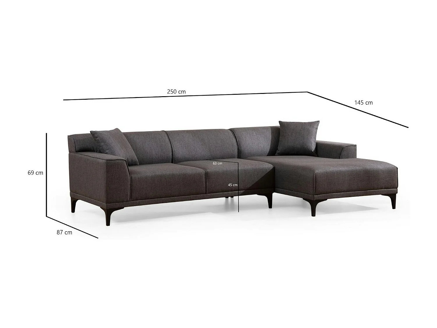 Canapé d'angle gris anthracite - côté droit ORSAY