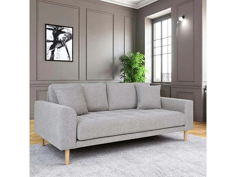 Canapé 2 places 1/2 gris clair 180 cm AMSTERDAM