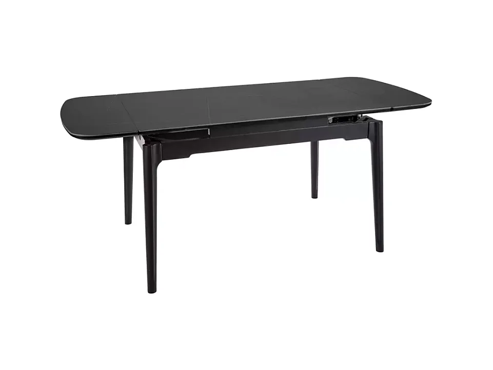 Table extensible de salle à manger noir mat 120 + 60cm céramique structure bois STAN