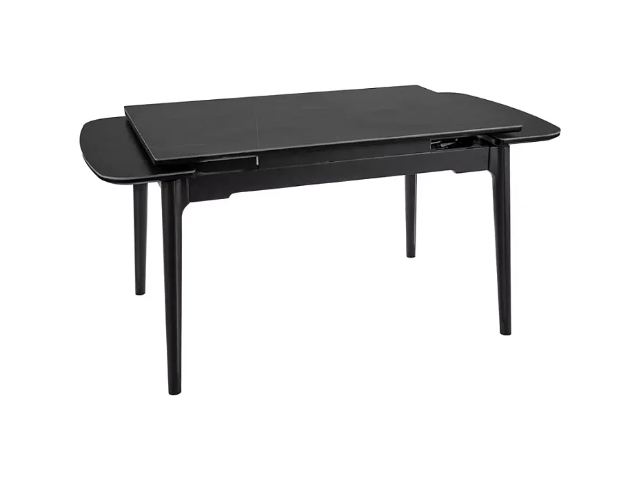 Table extensible de salle à manger noir mat 120 + 60cm céramique structure bois STAN