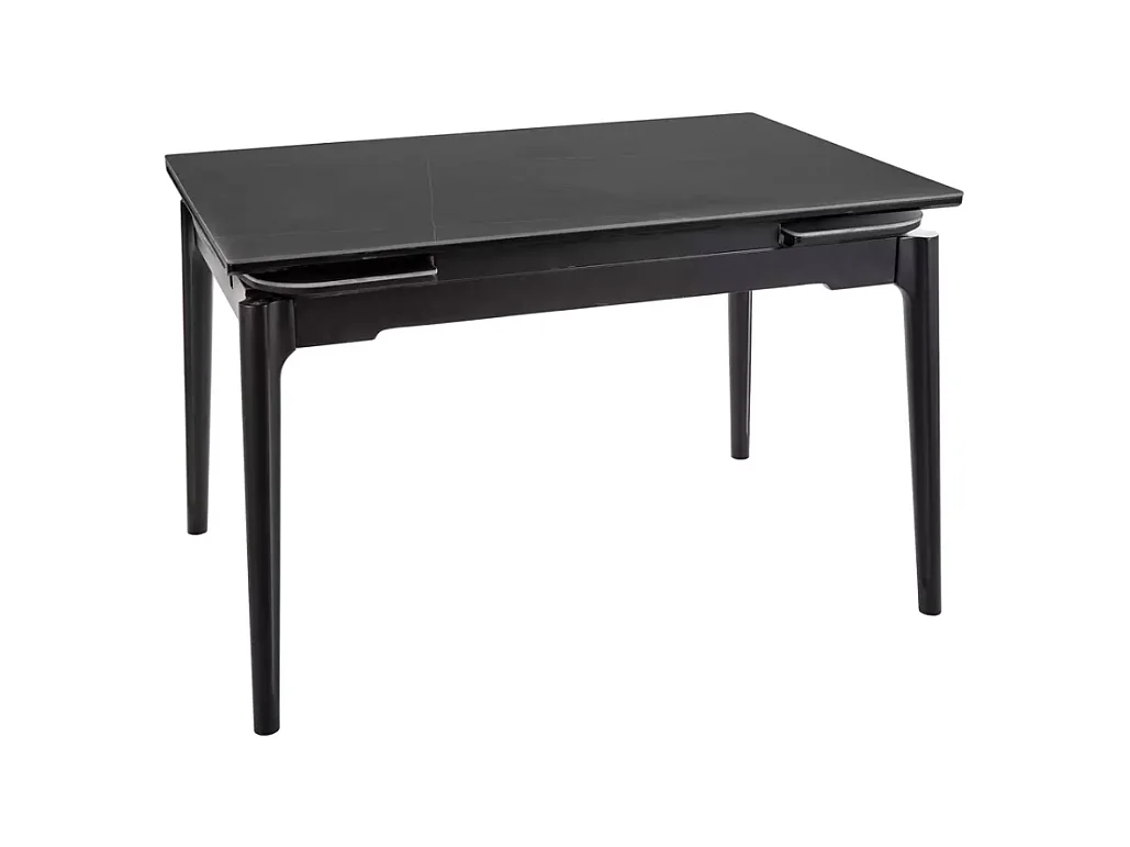 Table extensible de salle à manger noir mat 120 + 60cm céramique structure bois STAN