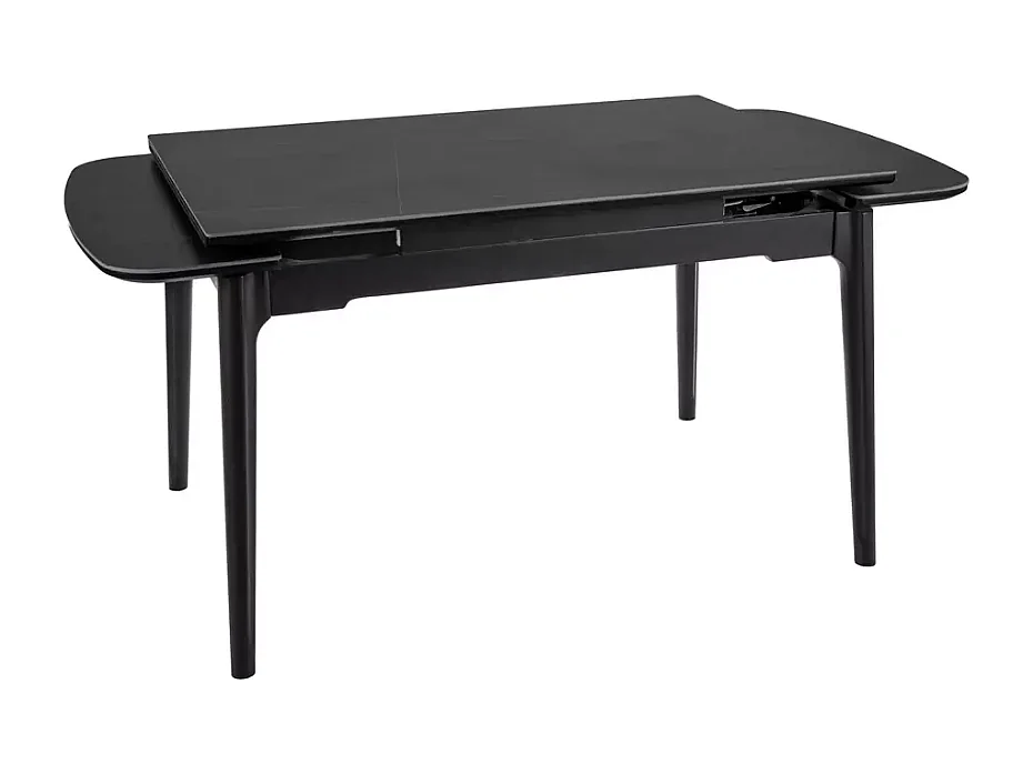 Table extensible de salle à manger noir mat 120 + 60cm céramique structure bois STAN