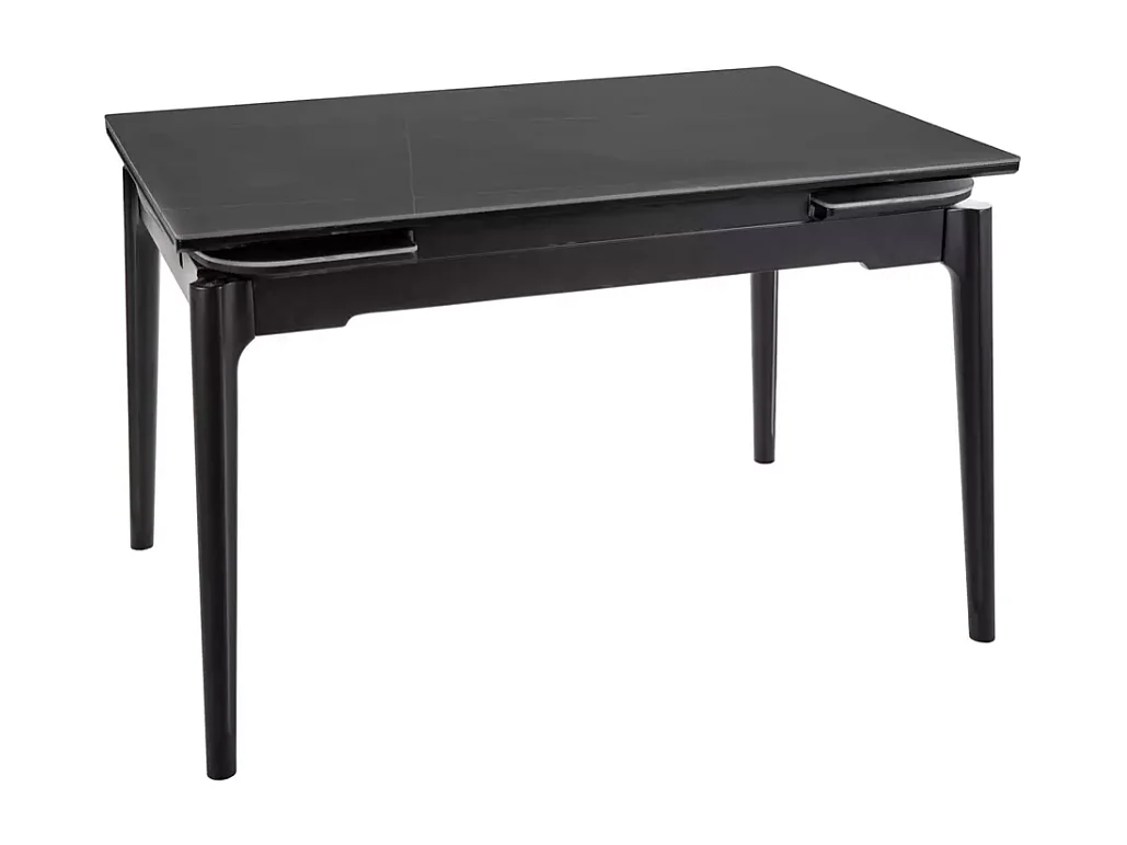 Table extensible de salle à manger noir mat 120 + 60cm céramique structure bois STAN