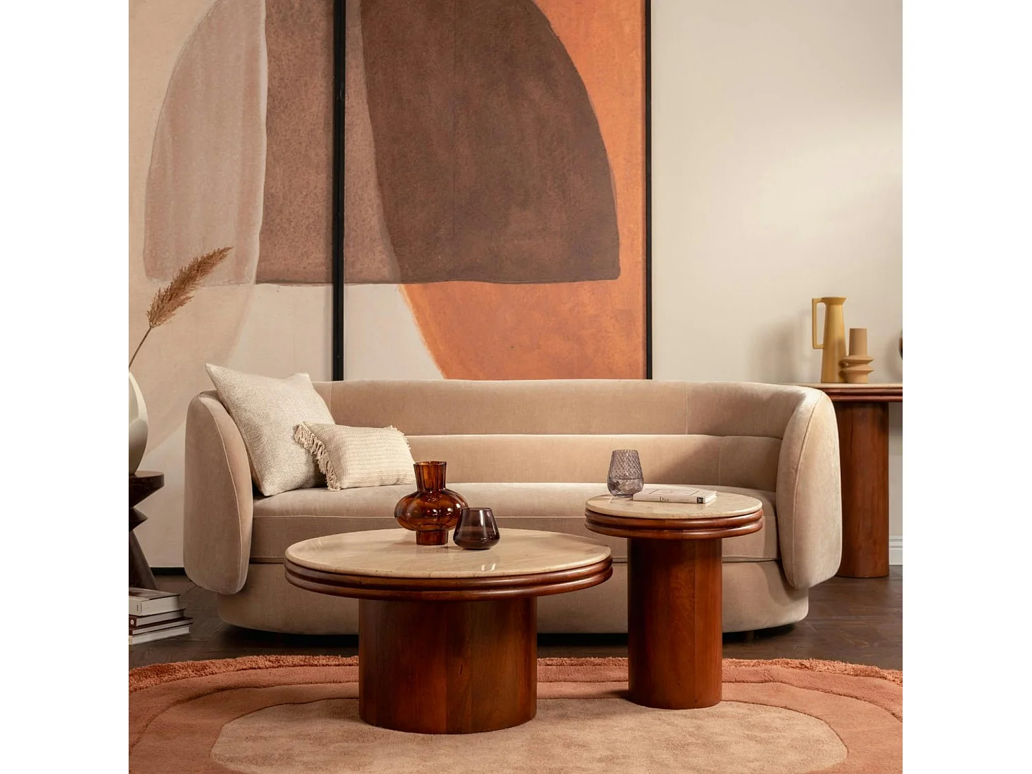 Canapé en velours marron clair DERBY