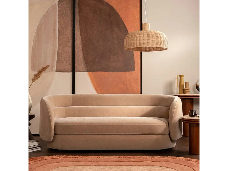 Canapé en velours marron clair DERBY