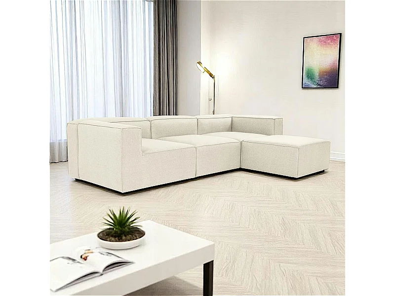 Canapé d'angle modulable écru - côté droit SPELLO