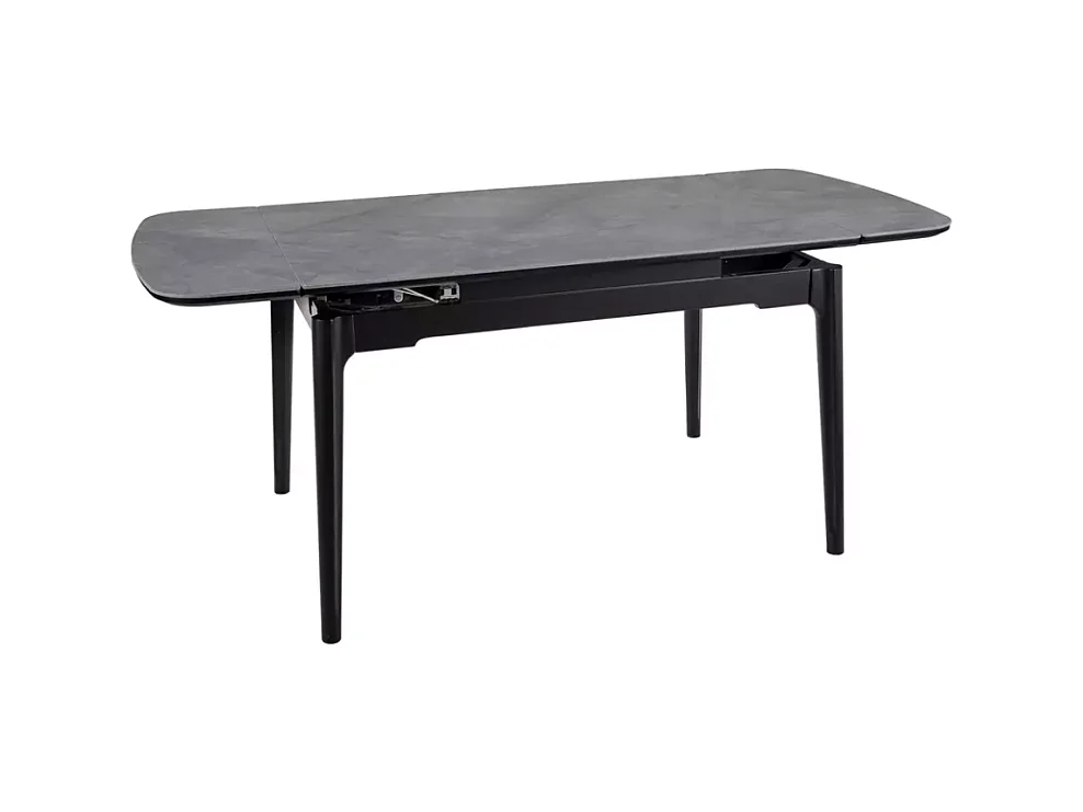 Table extensible de salle à manger gris brillant 120 + 60cm céramique structure bois STAN