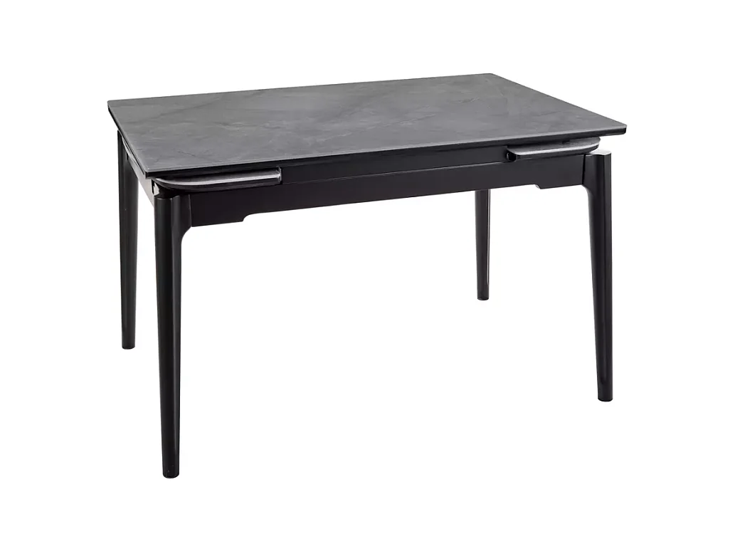 Table extensible de salle à manger gris brillant 120 + 60cm céramique structure bois STAN