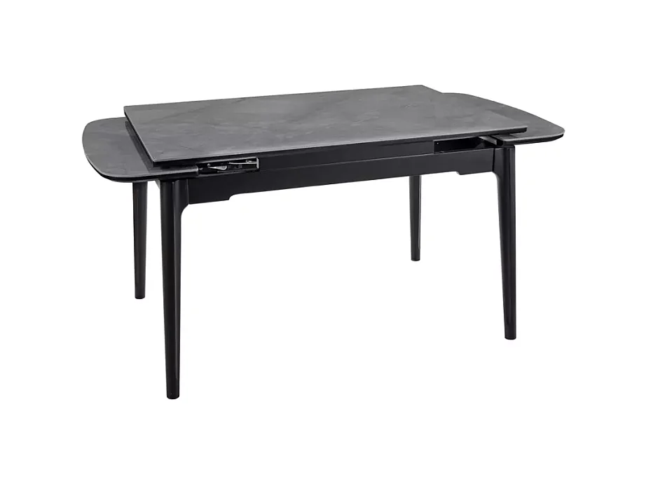 Table extensible de salle à manger gris brillant 120 + 60cm céramique structure bois STAN