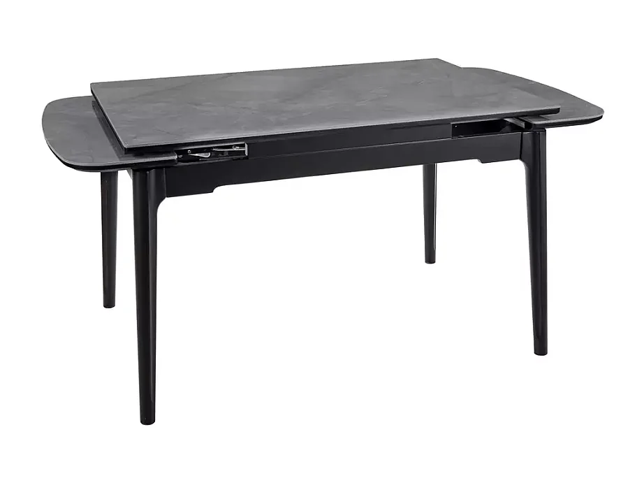 Table extensible de salle à manger gris brillant 120 + 60cm céramique structure bois STAN