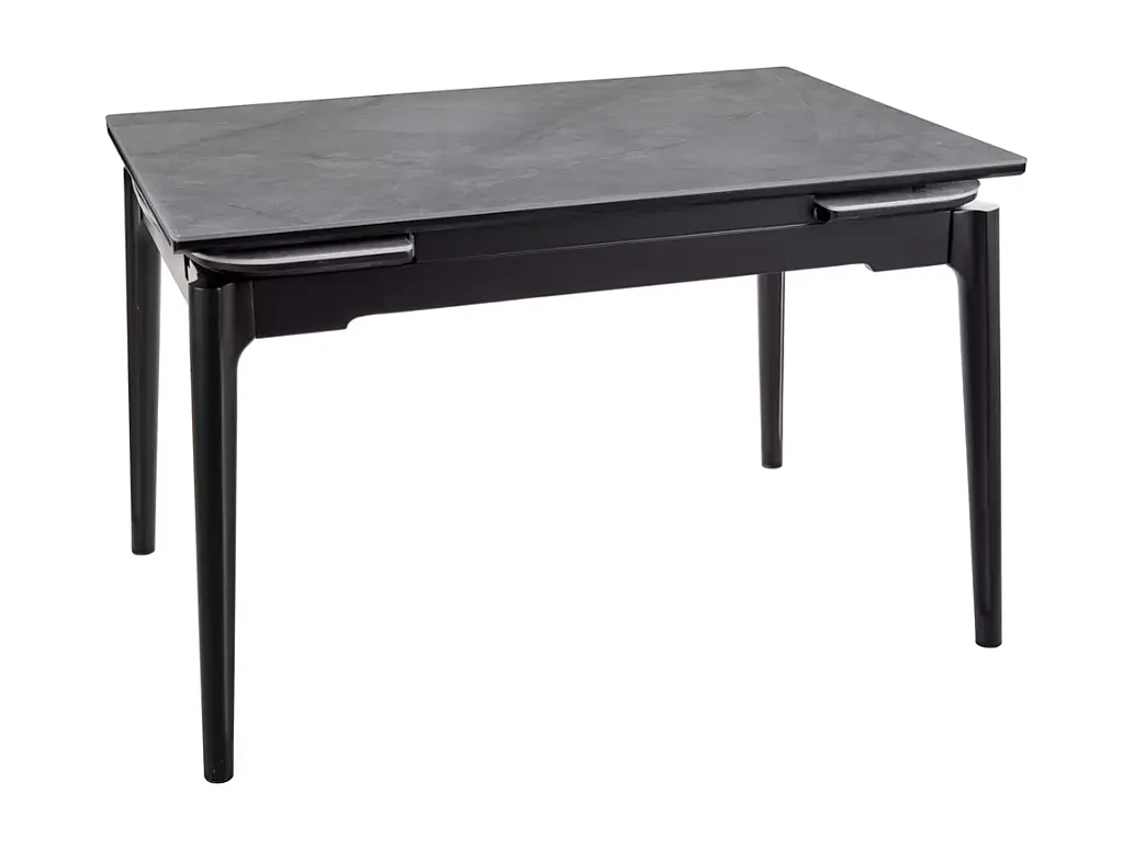 Table extensible de salle à manger gris brillant 120 + 60cm céramique structure bois STAN