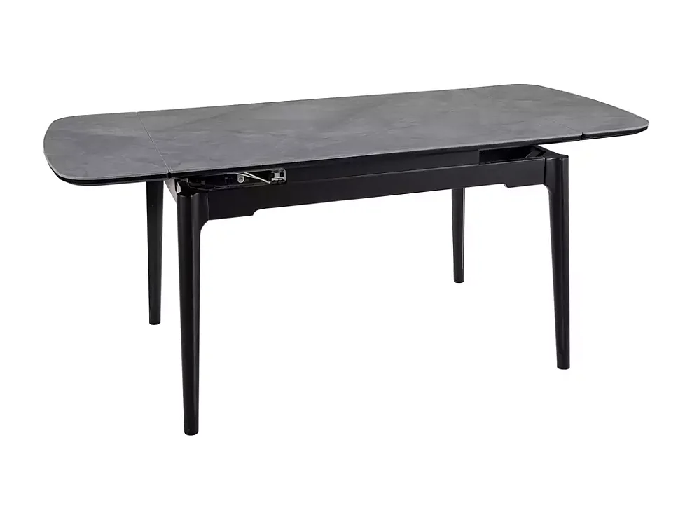Table extensible de salle à manger gris brillant 120 + 60cm céramique structure bois STAN