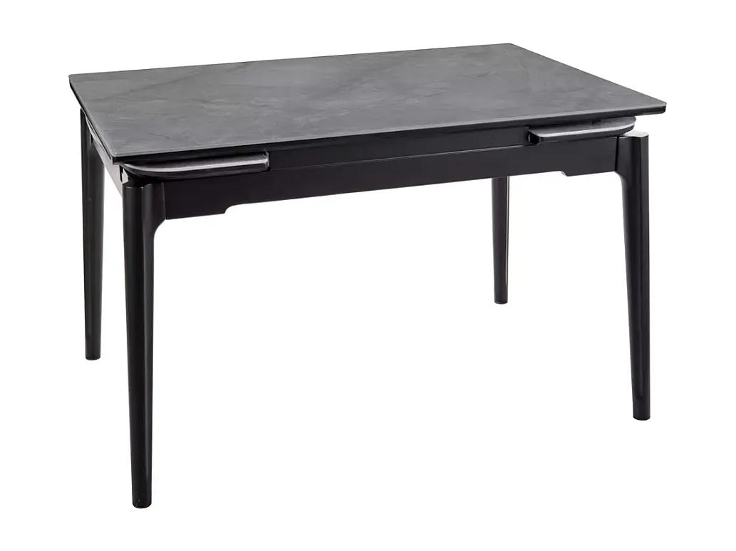 Table extensible de salle à manger gris brillant 120 + 60cm céramique structure bois STAN