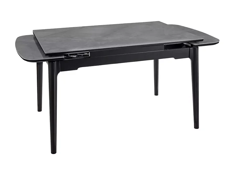 Table extensible de salle à manger gris brillant 120 + 60cm céramique structure bois STAN