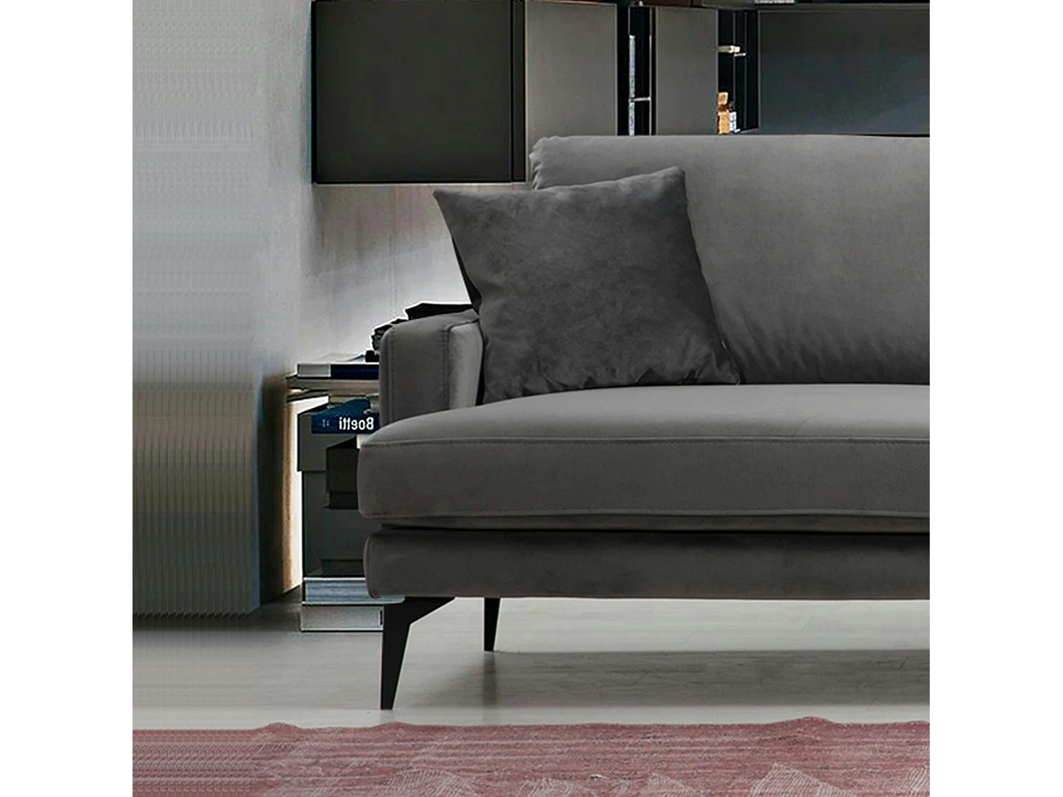 Canapé 3 places gris en velours SEATTLE