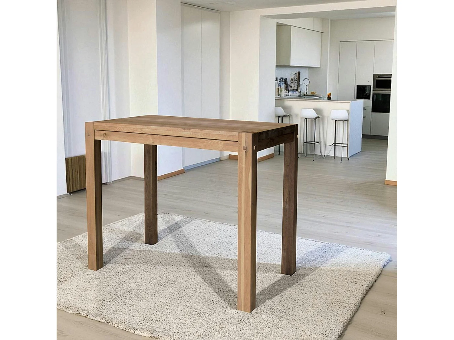 Table haute de cuisine en bois - plateau chêne 150 cm FJORD