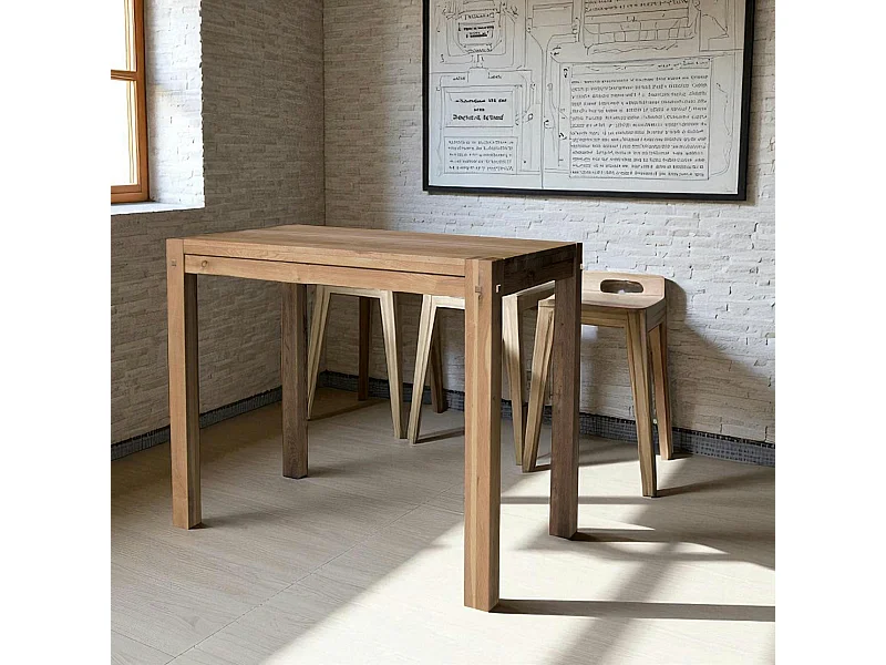 Table haute de cuisine en bois - plateau chêne 150 cm FJORD