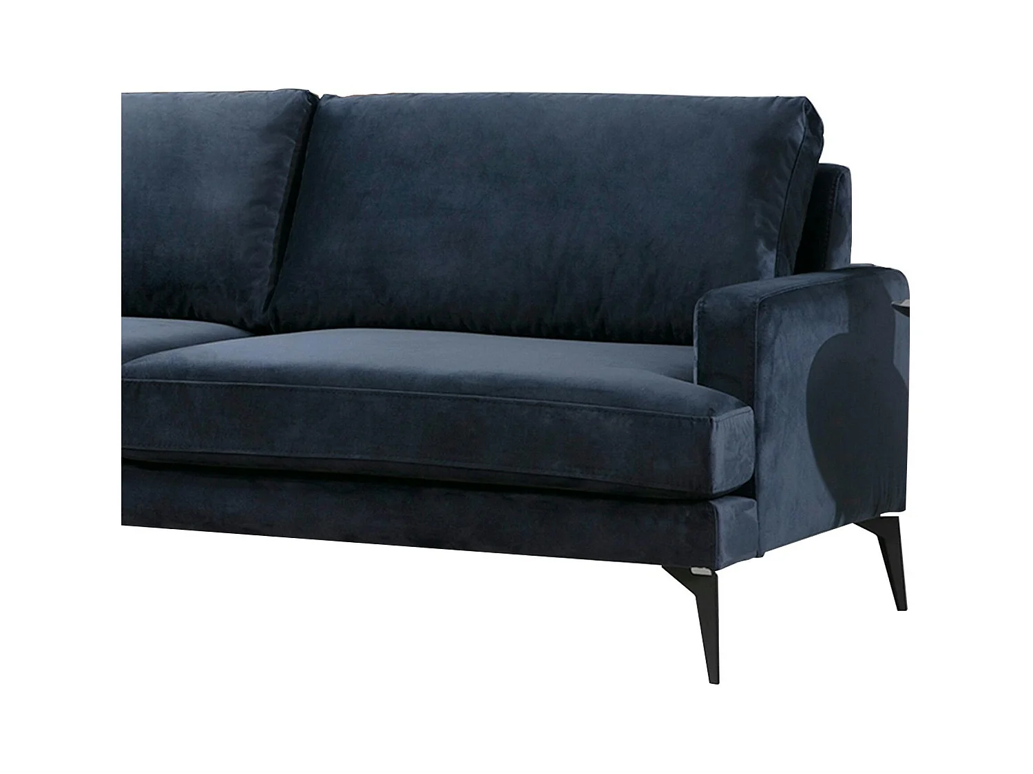 Canapé d'angle bleu nuit en velours - côté gauche SEATTLE