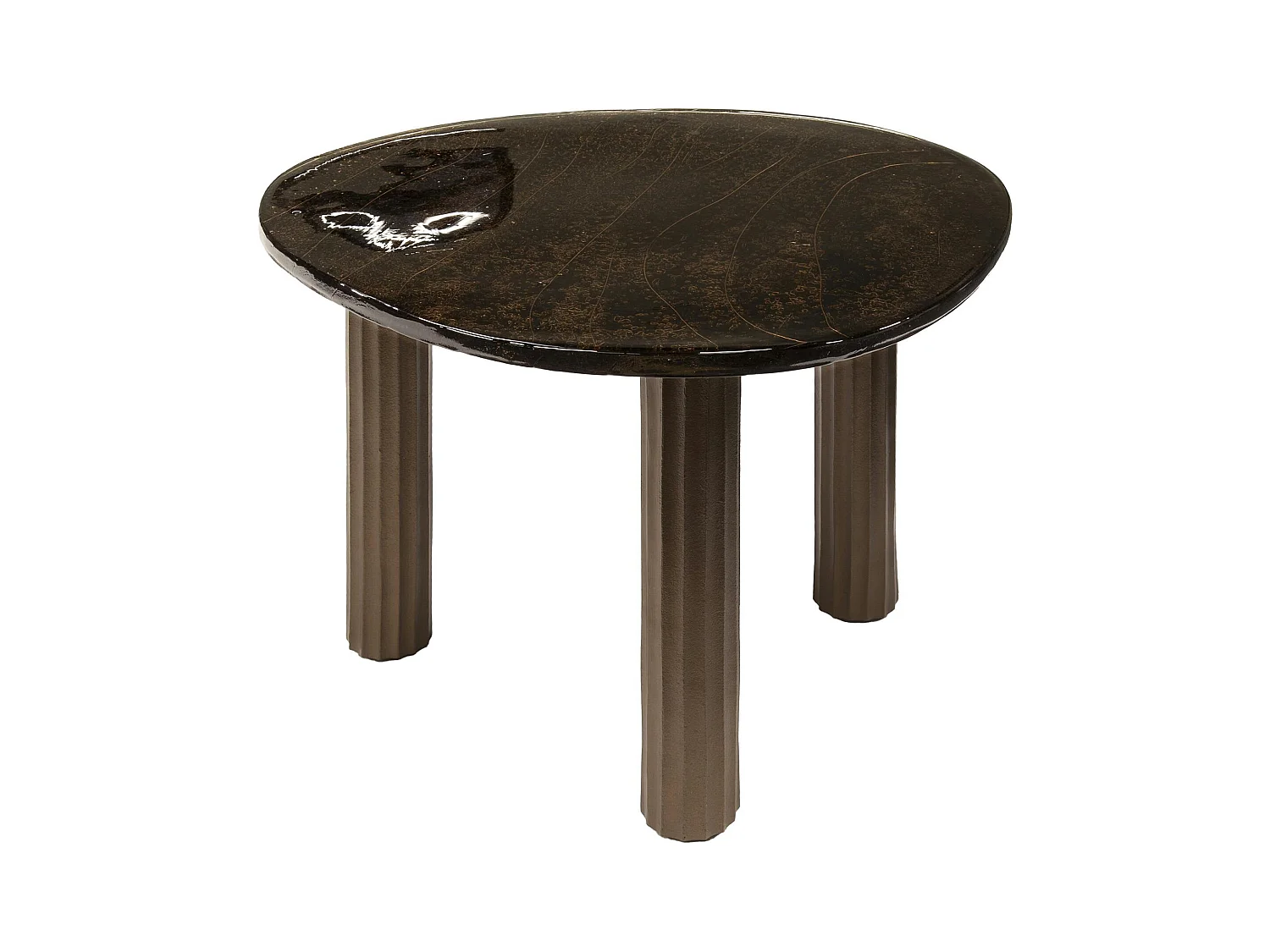 Table basse verre – finition cuivre antique, 45 cm LAGUNA