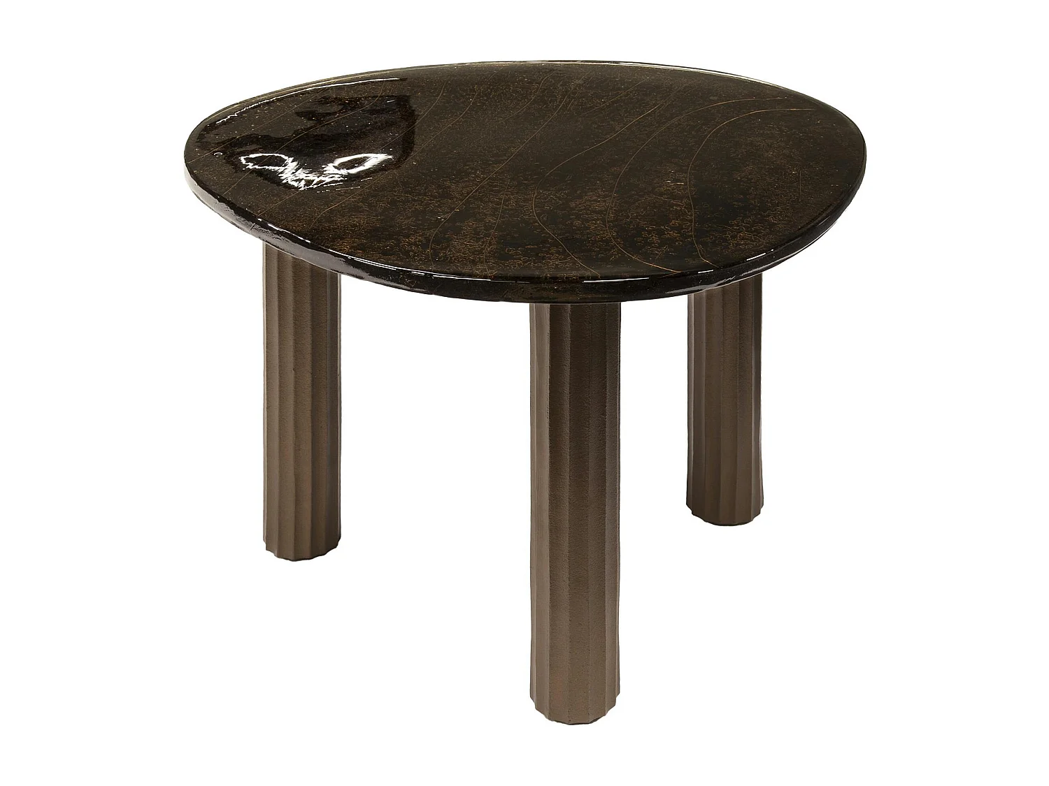 Table basse verre – finition cuivre antique, 45 cm LAGUNA