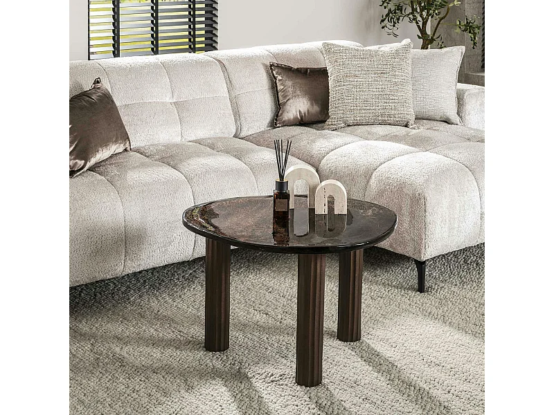 Table basse verre – finition cuivre antique, 45 cm LAGUNA