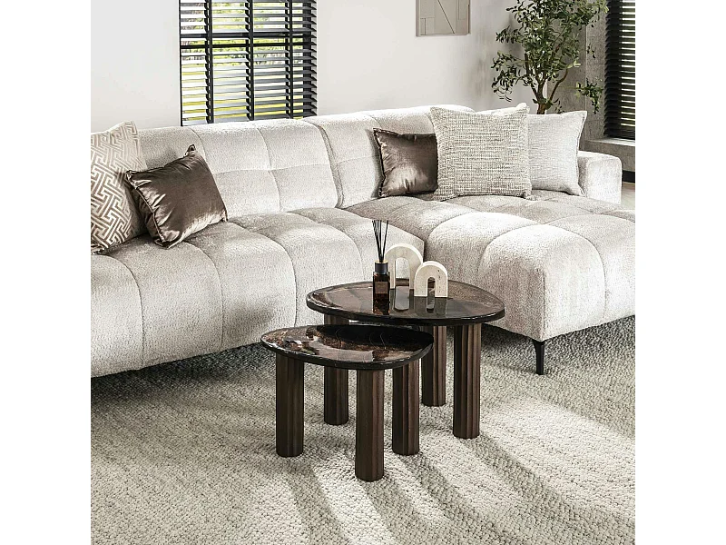 Table basse verre – finition cuivre antique, 35 cm LAGUNA