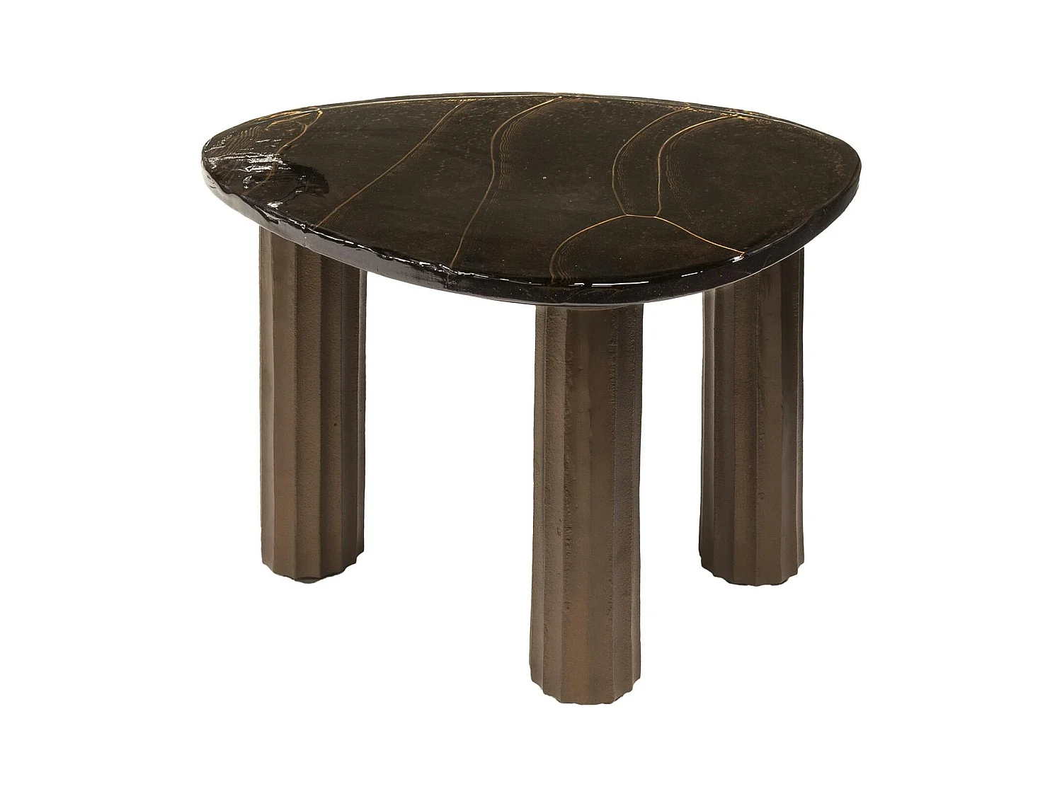 Table basse verre – finition cuivre antique, 35 cm LAGUNA