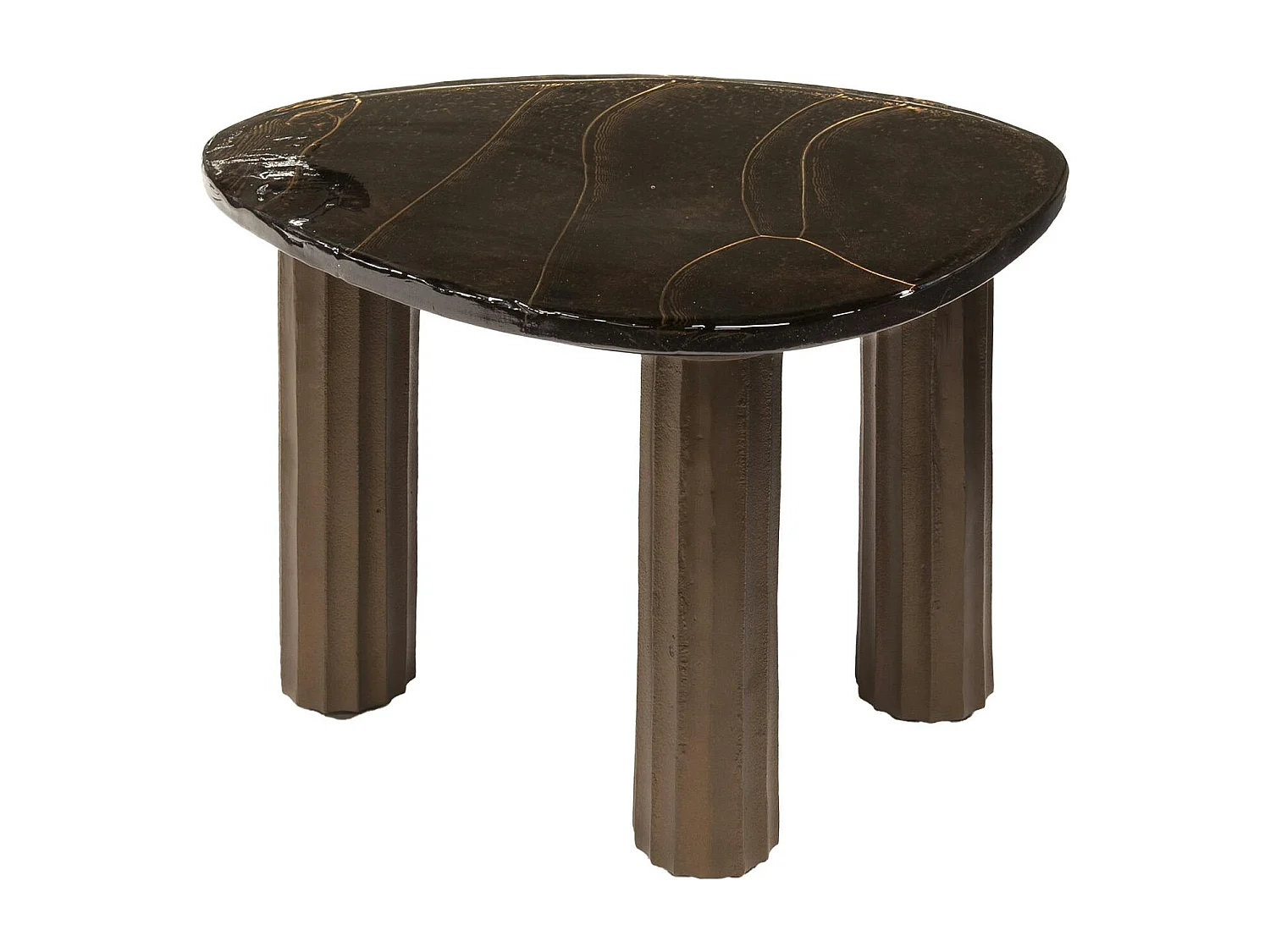 Table basse verre – finition cuivre antique, 35 cm LAGUNA