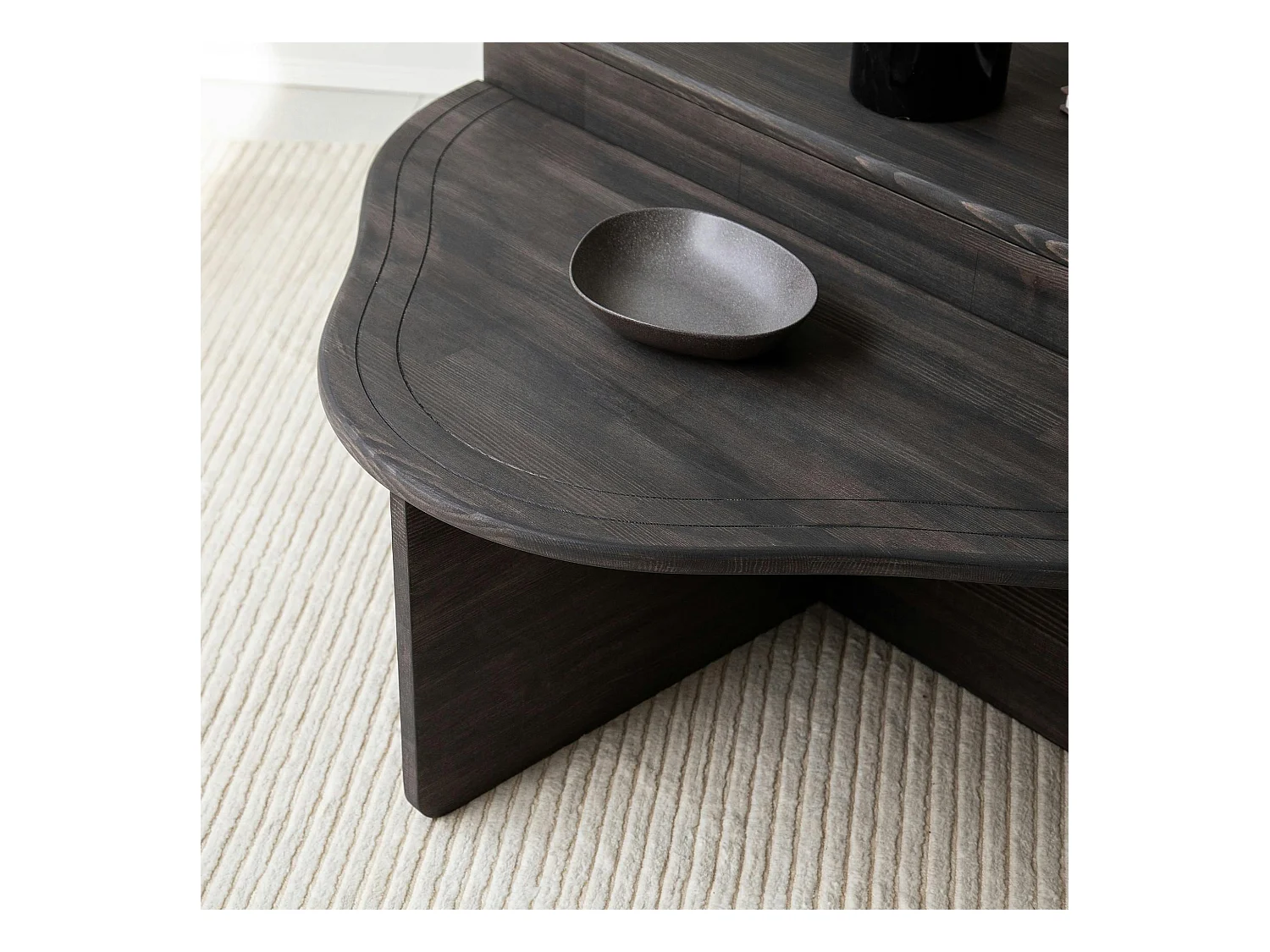 Table basse en bois gris foncé - organique, 2 hauteurs LINARES