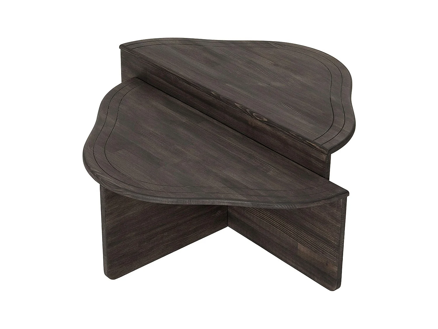 Table basse en bois gris foncé - organique, 2 hauteurs LINARES