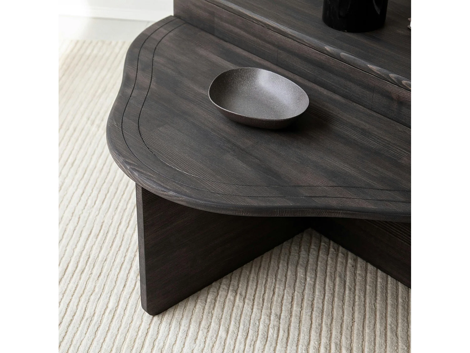 Table basse en bois gris foncé - organique, 2 hauteurs LINARES