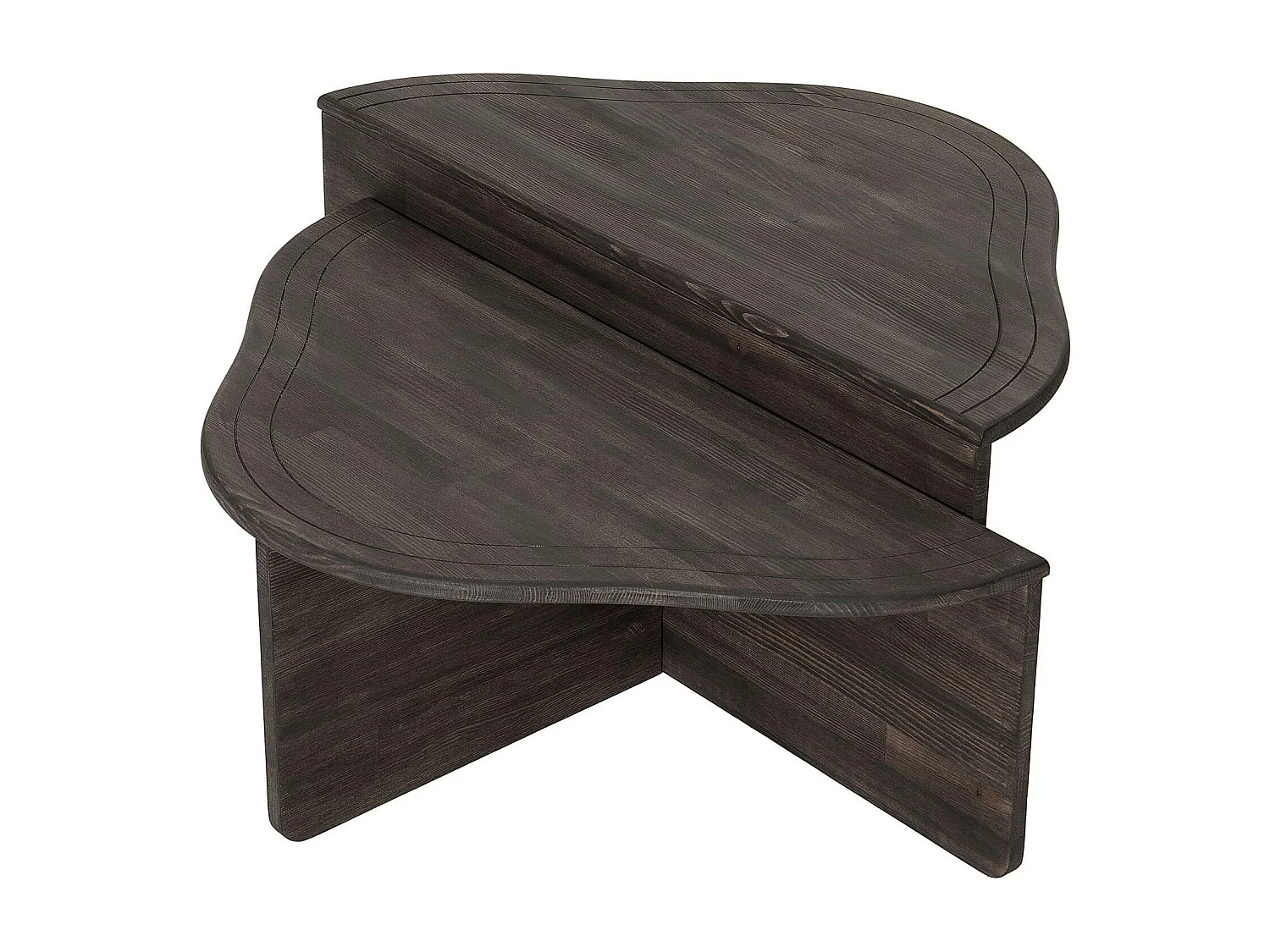Table basse en bois gris foncé - organique, 2 hauteurs LINARES