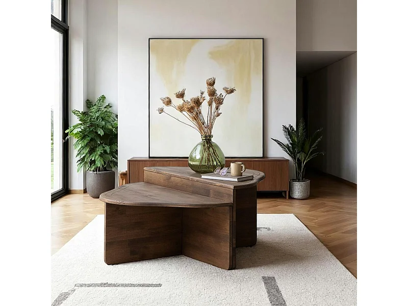 Table basse en bois brun - organique, 2 hauteurs LINARES