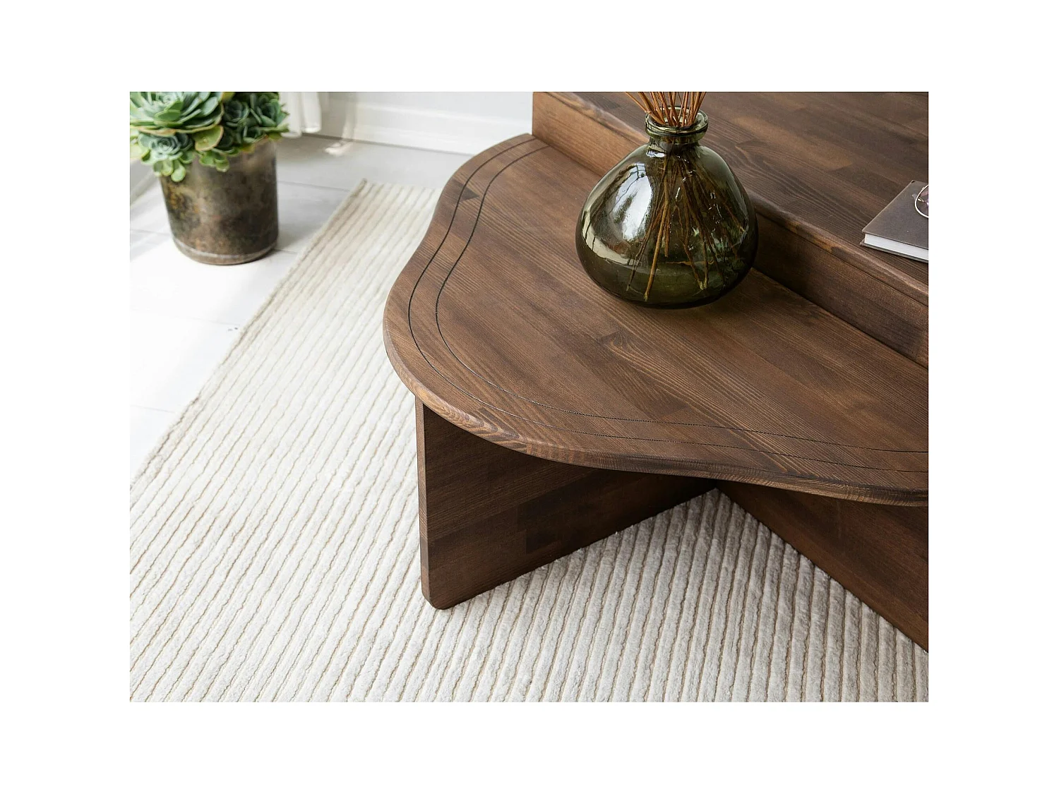 Table basse en bois brun - organique, 2 hauteurs LINARES