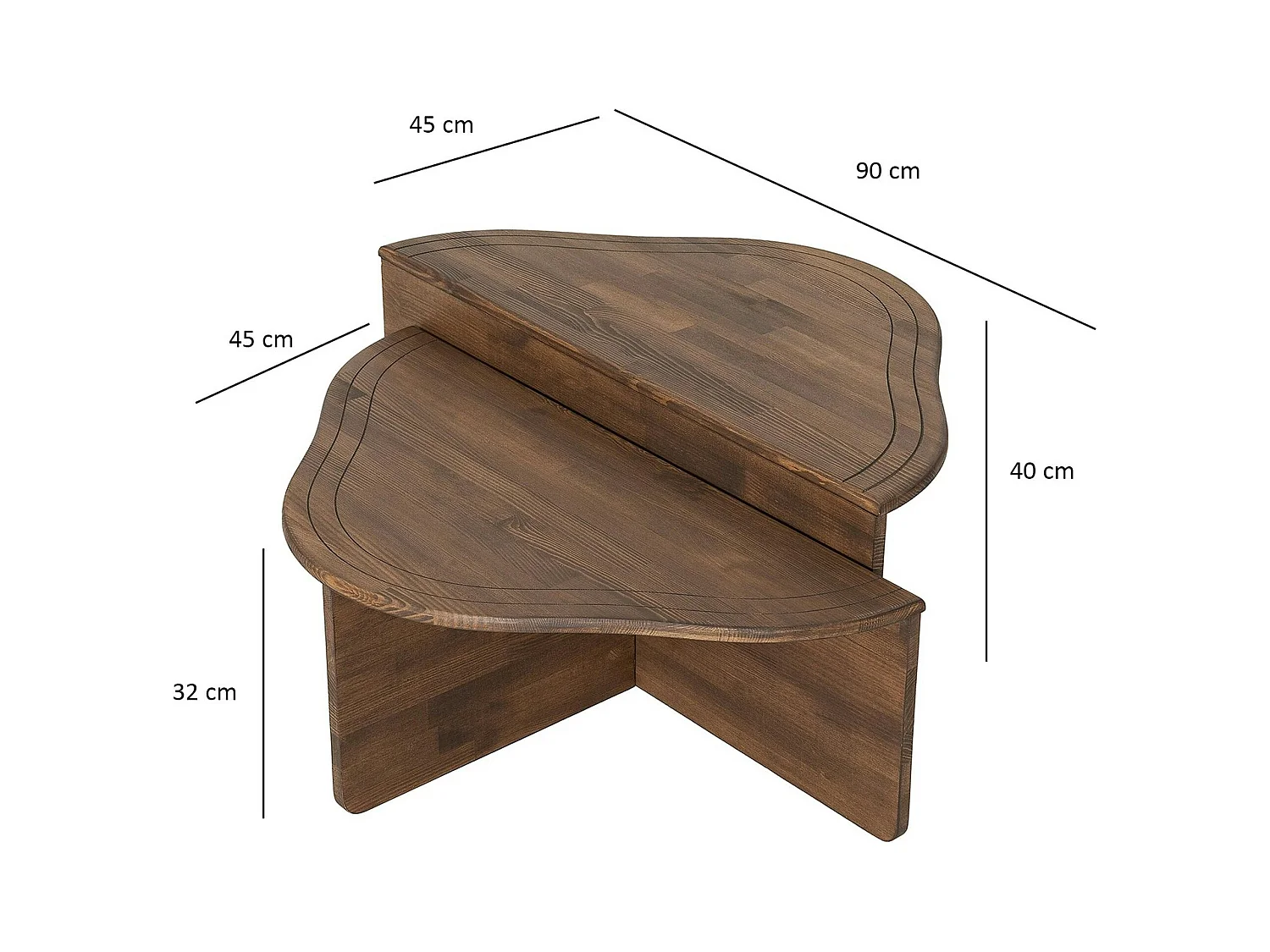 Table basse en bois brun - organique, 2 hauteurs LINARES