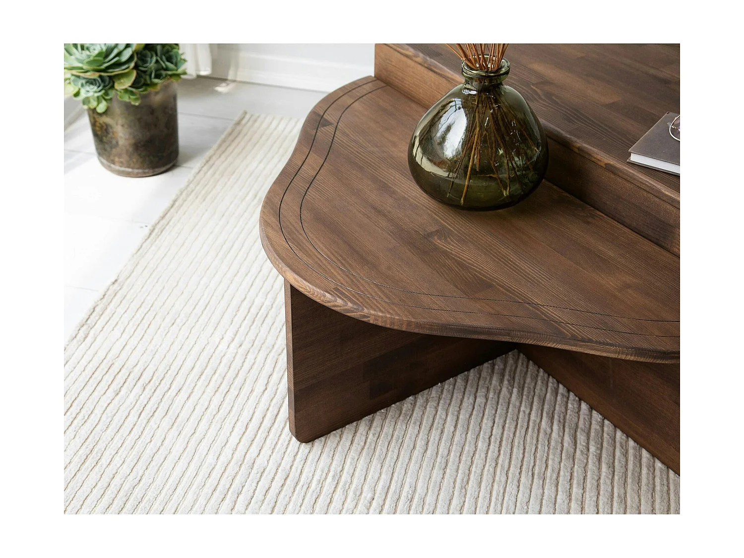 Table basse en bois brun - organique, 2 hauteurs LINARES