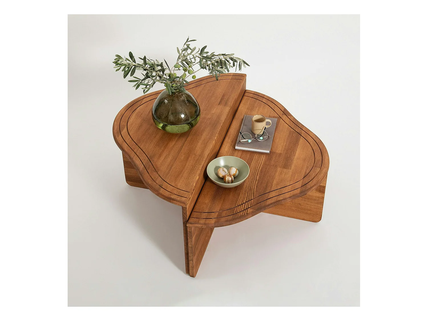 Table basse en bois marron - organique, 2 hauteurs LINARES