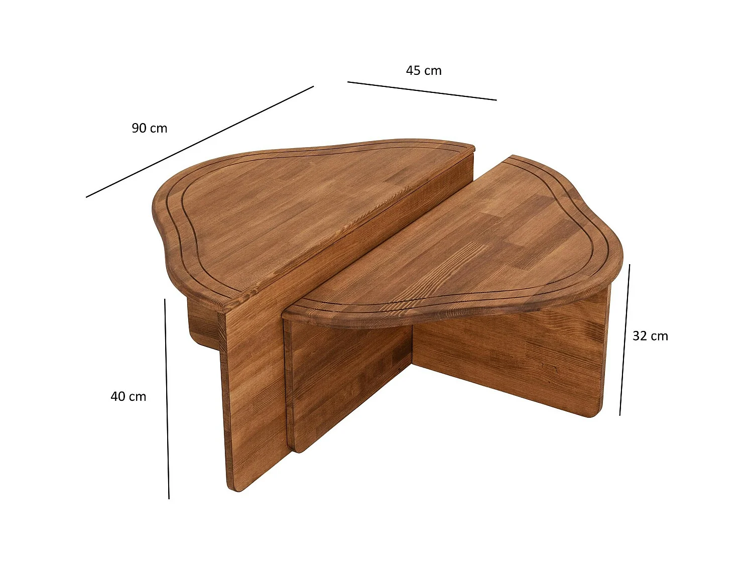 Table basse en bois marron - organique, 2 hauteurs LINARES