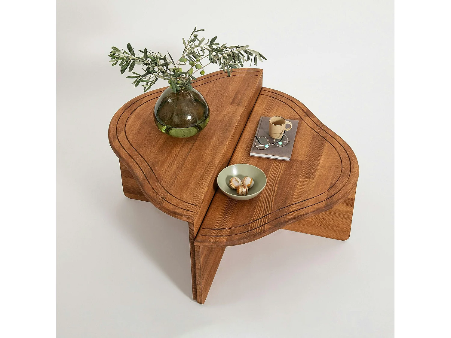 Table basse en bois marron - organique, 2 hauteurs LINARES