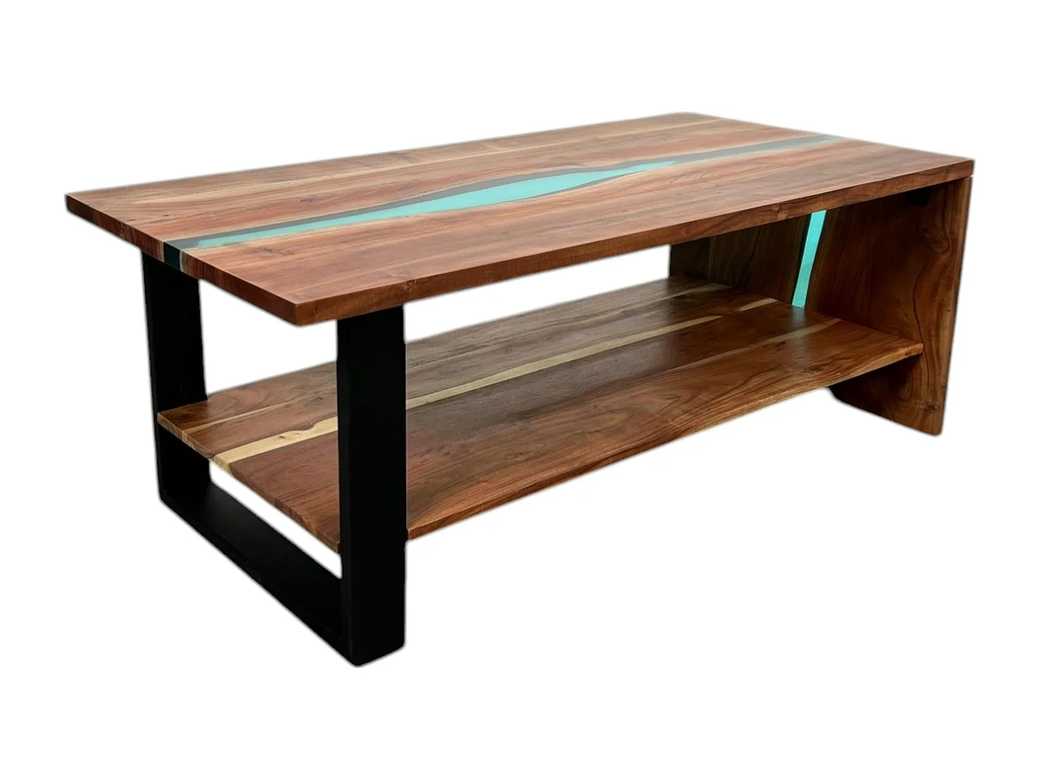 Table basse rivière epoxy lagon et bois d'acacia BORA