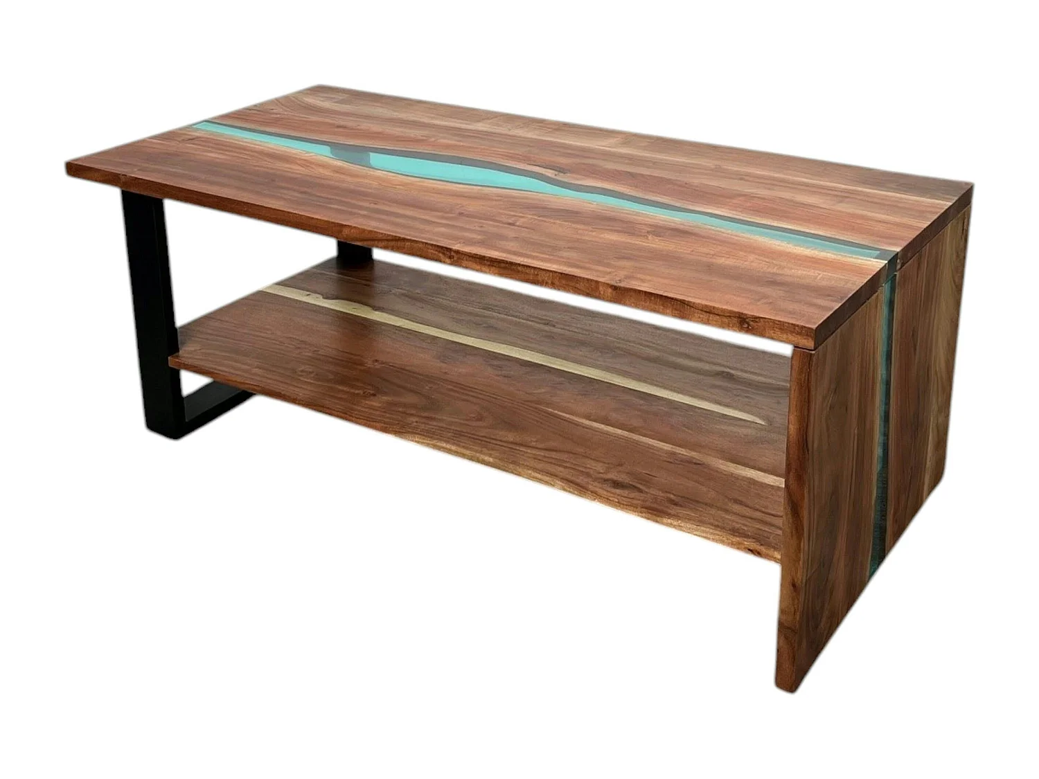 Table basse rivière epoxy lagon et bois d'acacia BORA