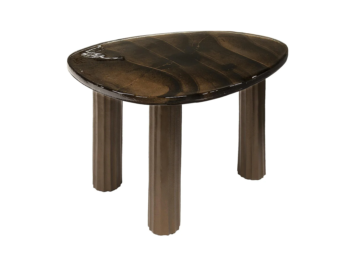 Table basse verre – finition cuivre antique, 40 cm LAGUNA