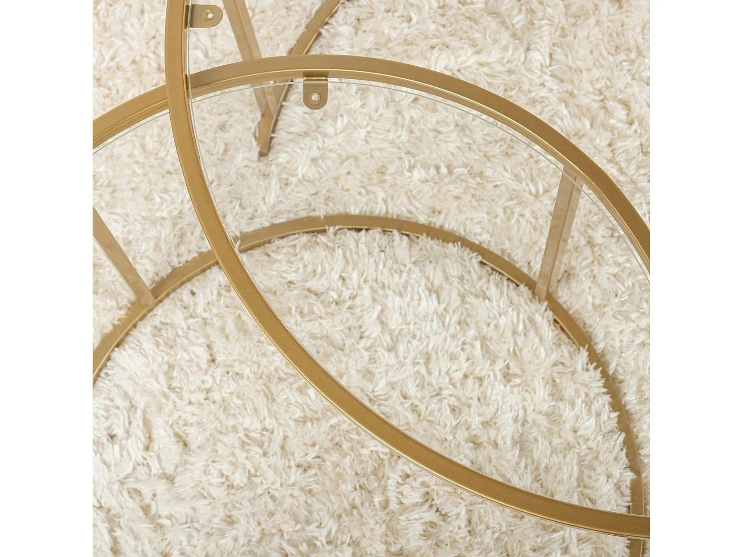 Table gigogne en verre - cadre doré (lot de 2) ⌀80 cm TULUM