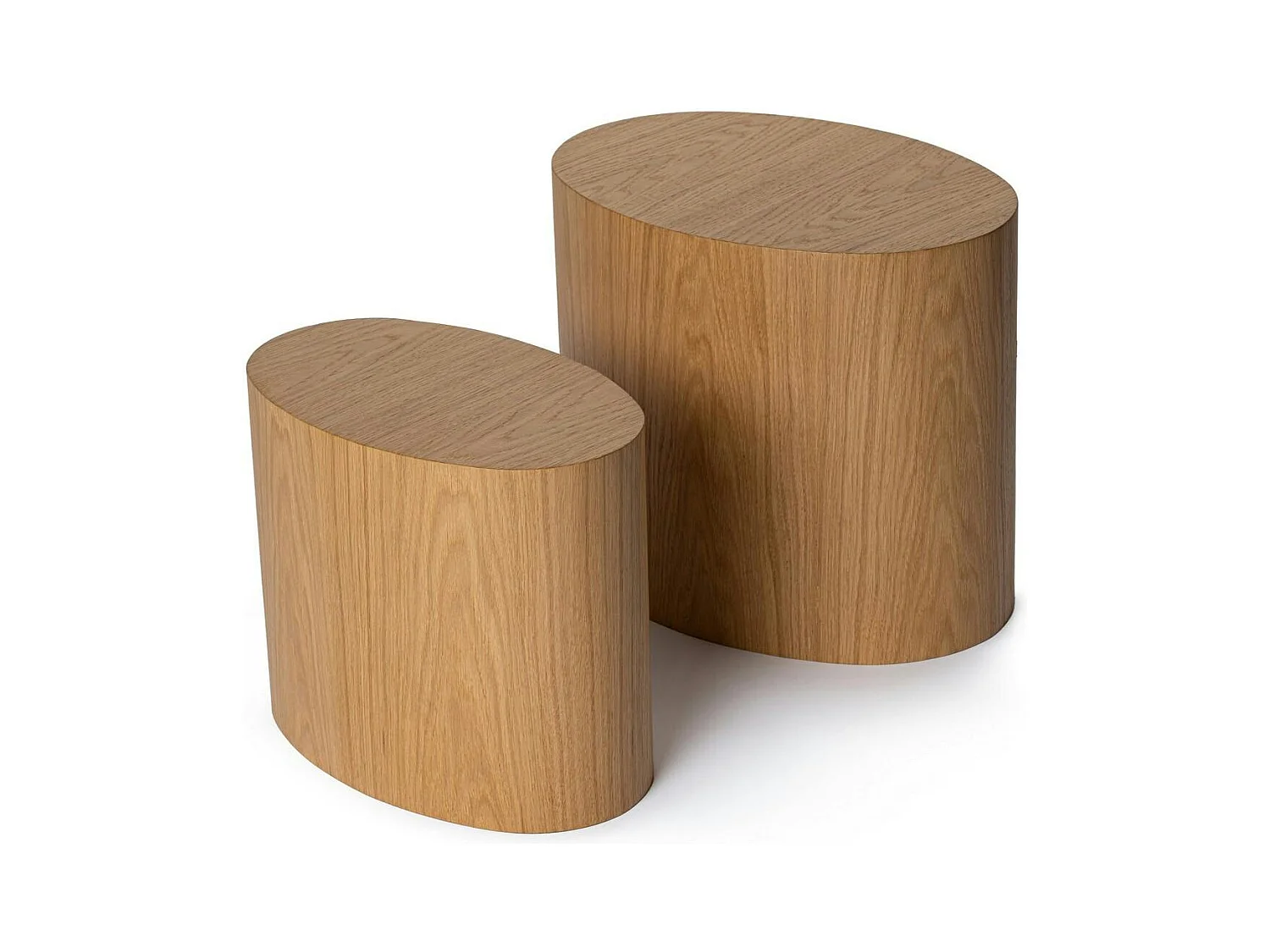 Bout de canapé design effet bois - forme ovale (2 pièces) MARFA