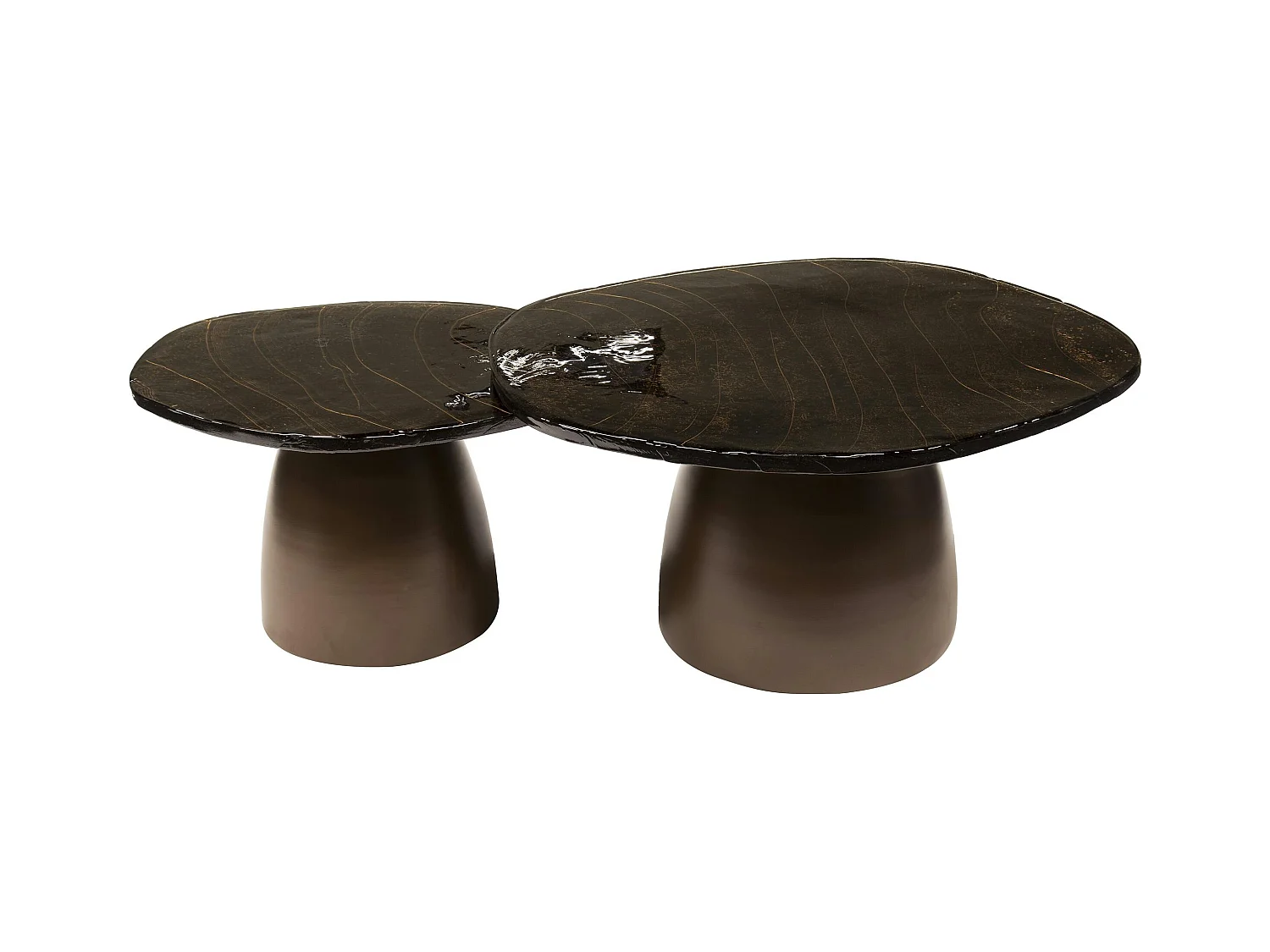 Table gigogne en verre – finition cuivre antique (lot de 2) LAGUNA